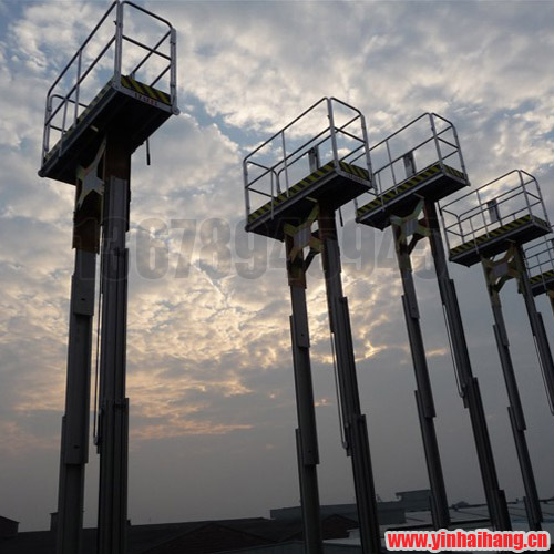 雙桅式鋁合金升降機 升起來后